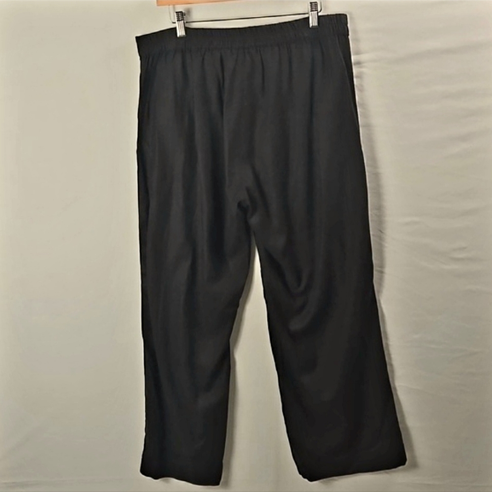 Soft Surroundings Sonoma Linen Blend Wide Leg Trousers Pants Sz L Black Boho - Picture 4 of 10